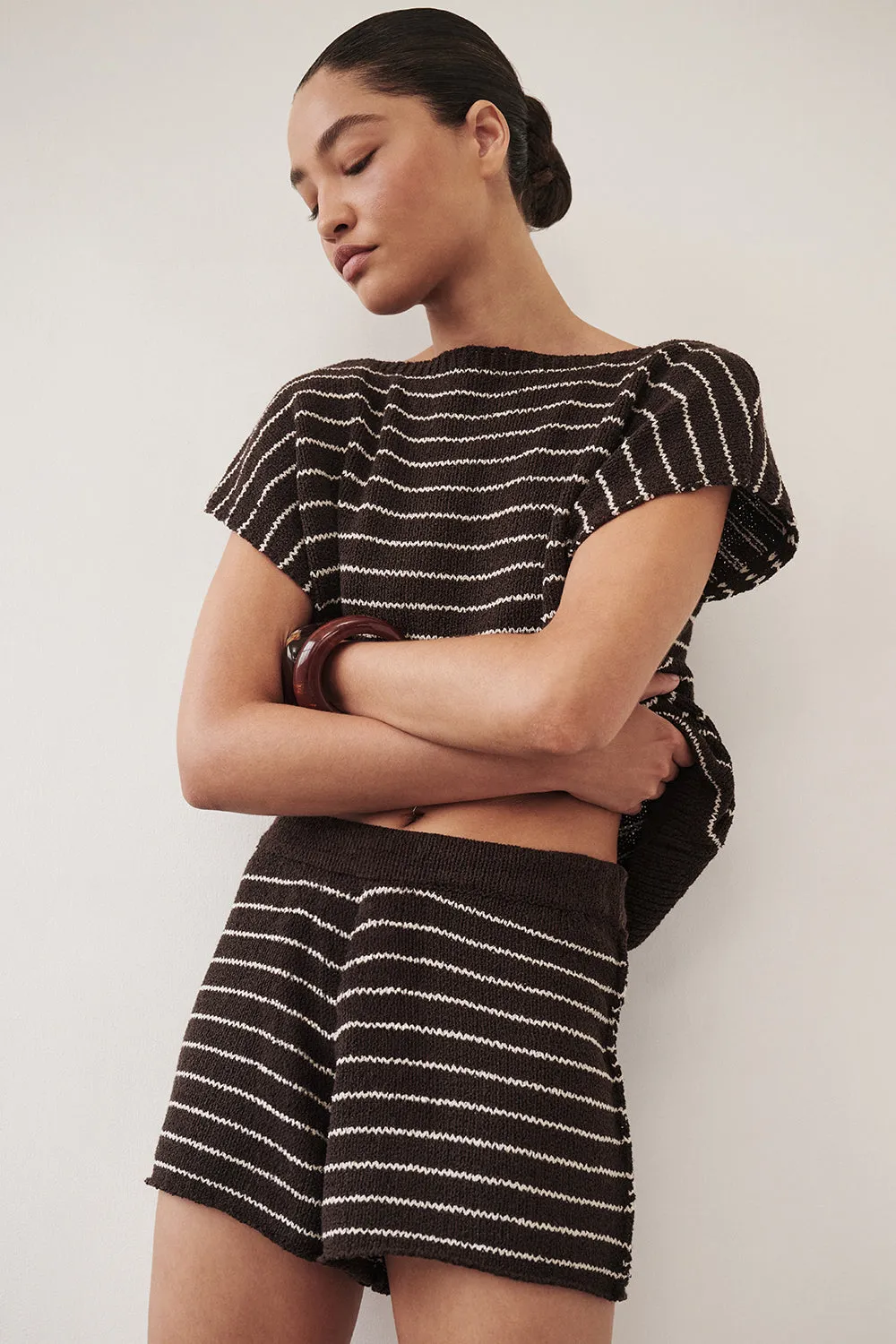 ASPEN CHOC STRIPE KNIT SHORT sold by Dissh