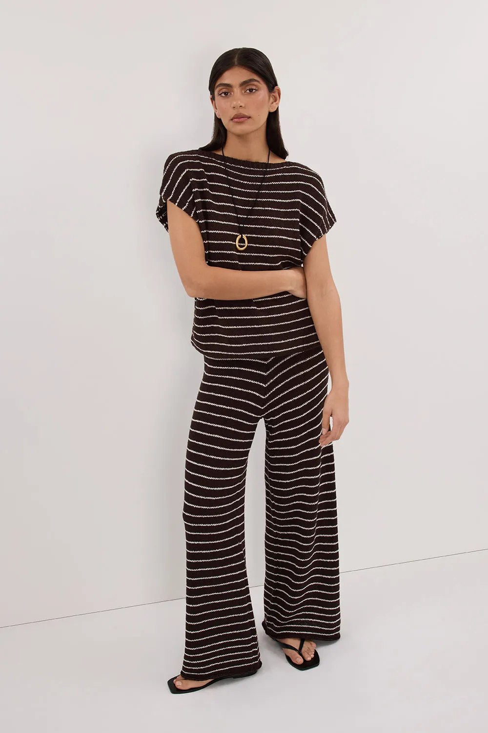 ASPEN CHOC STRIPE KNIT PANT sold by Dissh product image thumbnail 5