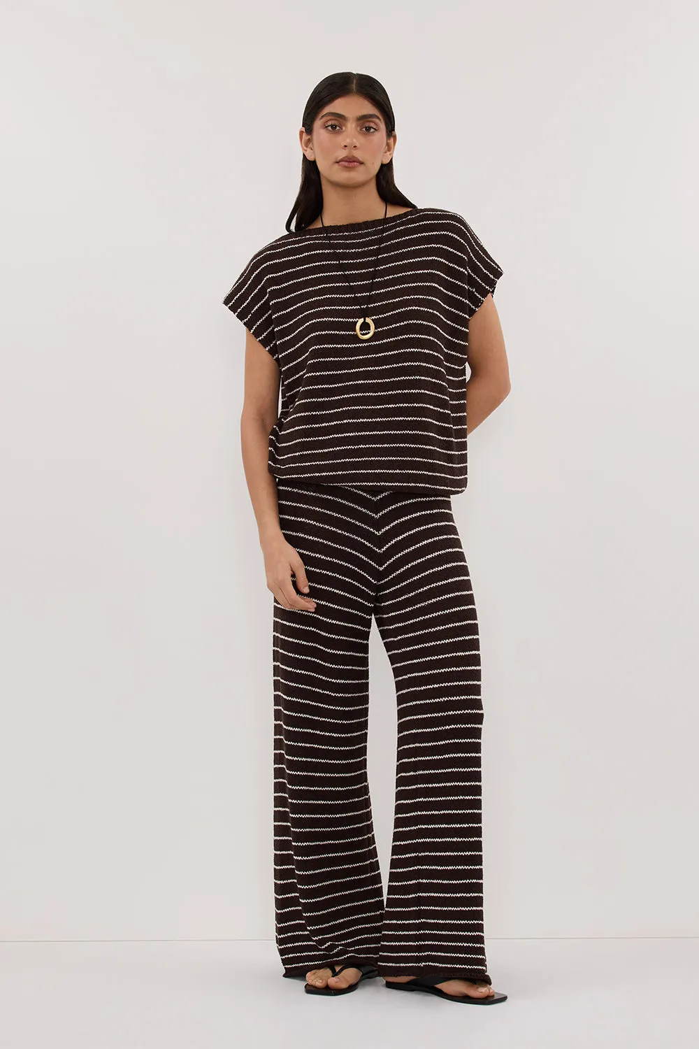 ASPEN CHOC STRIPE KNIT PANT sold by Dissh