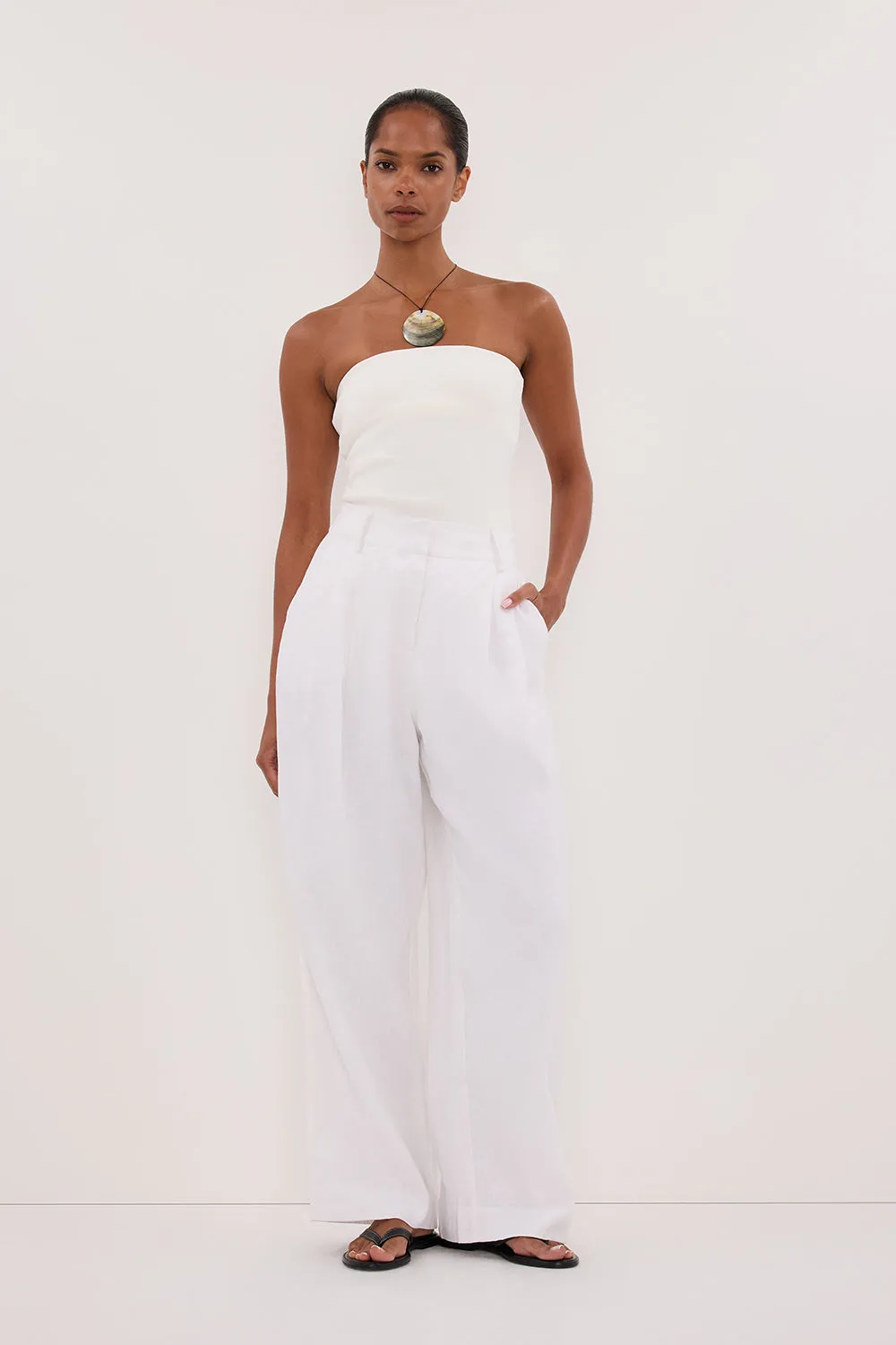 FRAN WHITE LINEN PANT sold by Dissh product image thumbnail 2