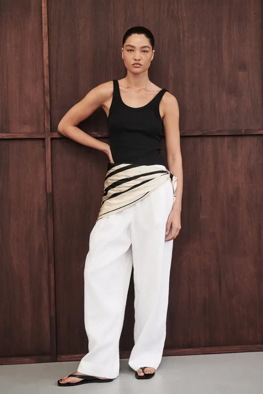 FRAN WHITE LINEN PANT sold by Dissh