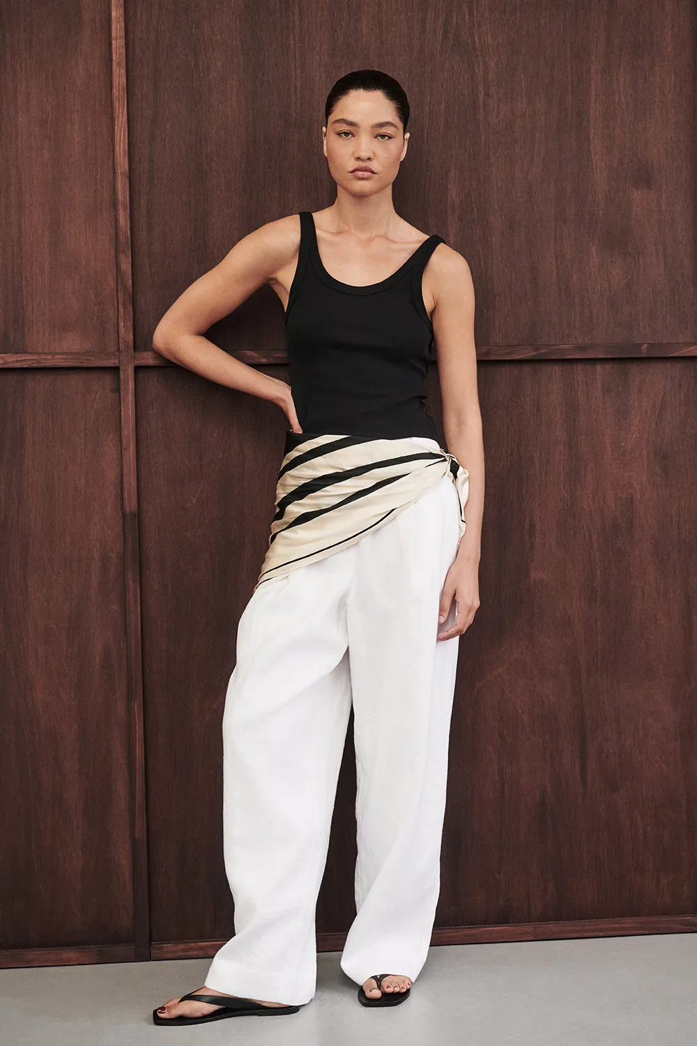 FRAN WHITE LINEN PANT sold by Dissh
