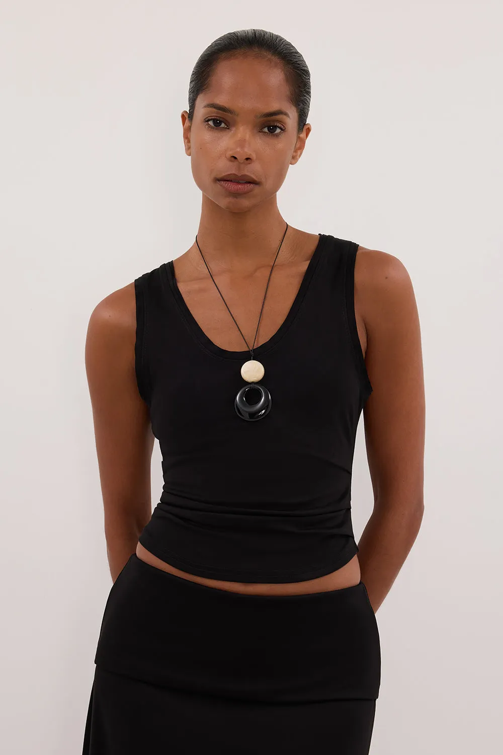 JULIE BLACK MODAL BLEND SLEEVELESS TANK sold by Dissh product image thumbnail 2