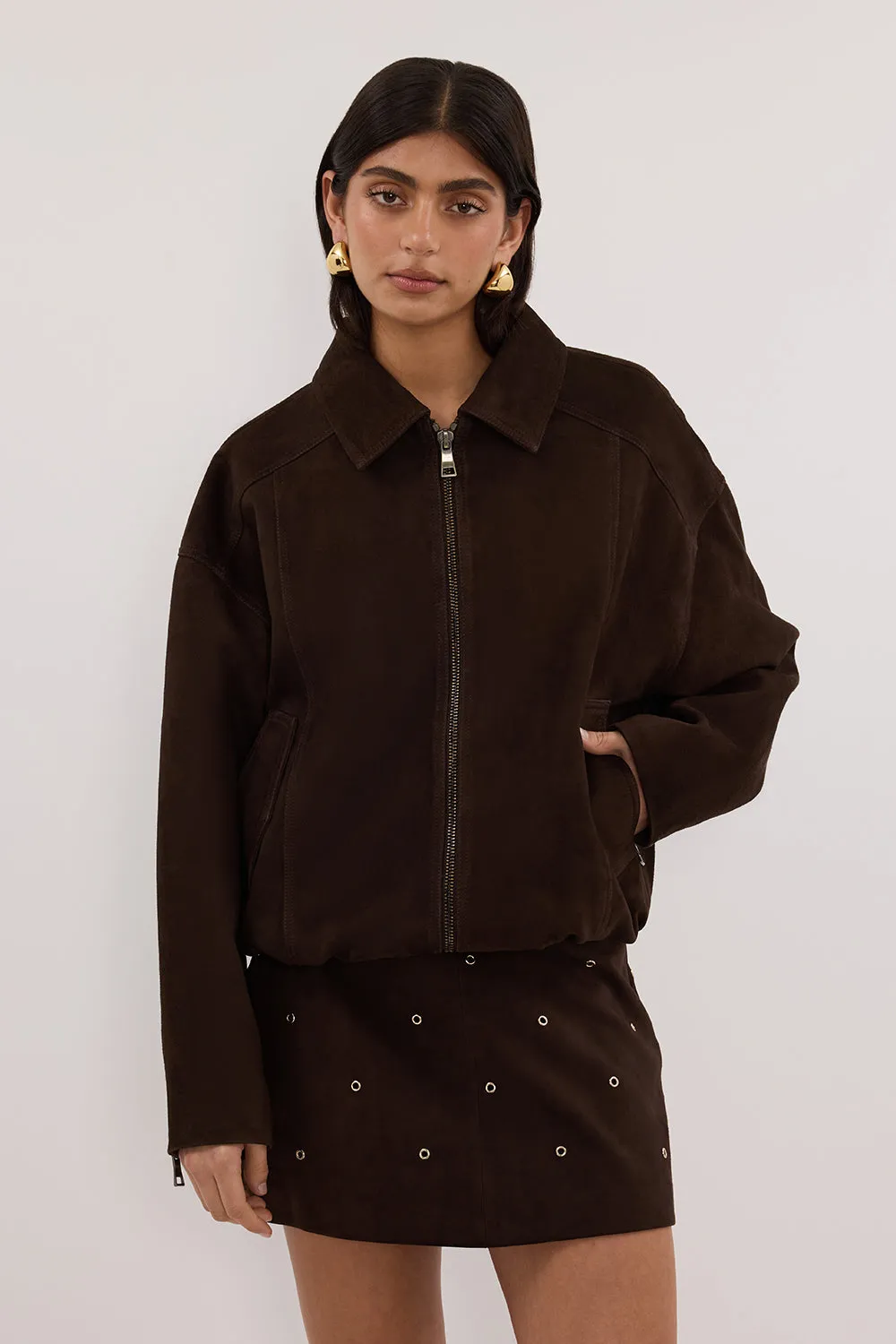 SYLVIE BITTER CHOC SUEDE MINI SKIRT sold by Dissh product image thumbnail 3