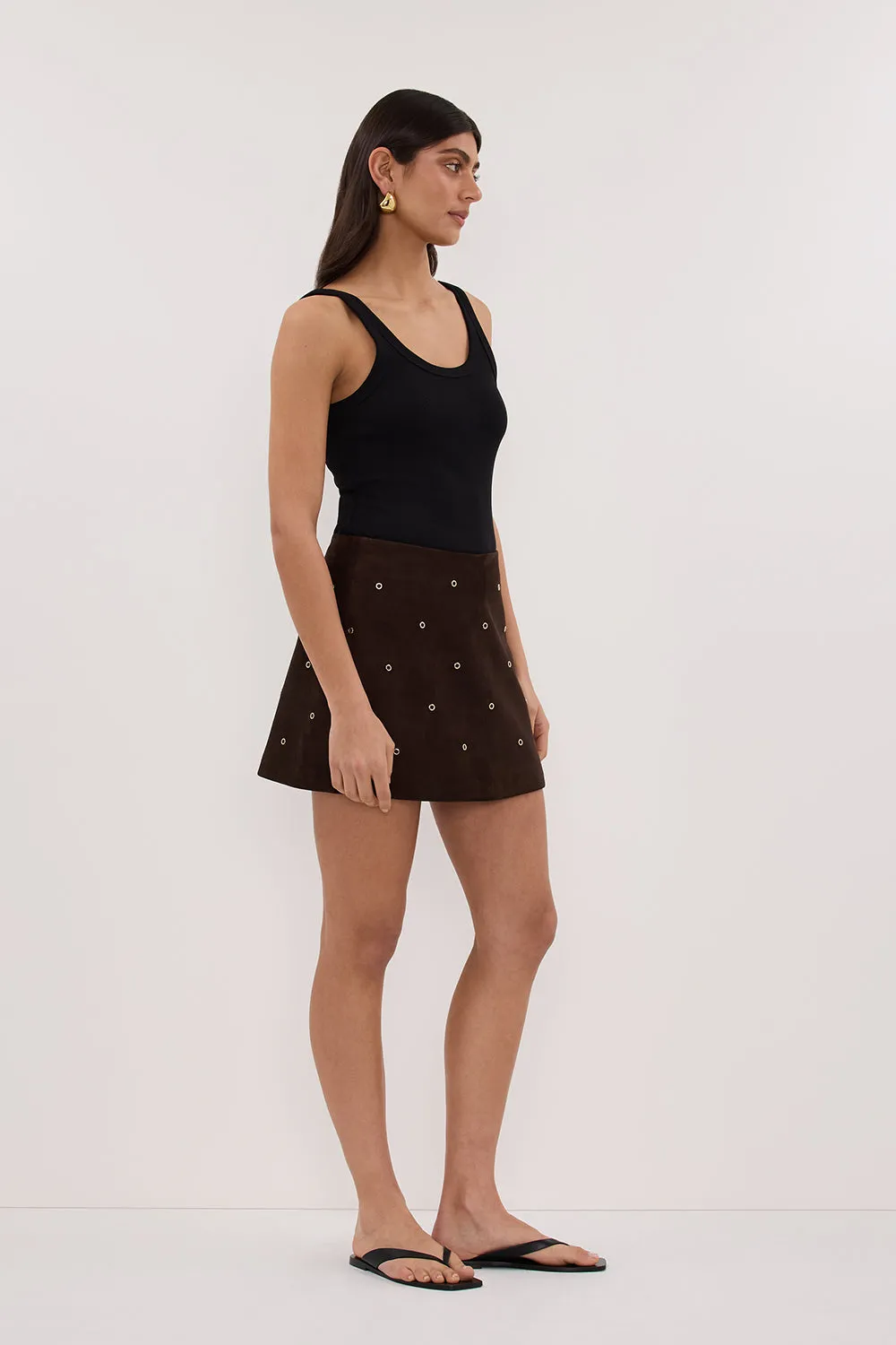 SYLVIE BITTER CHOC SUEDE MINI SKIRT sold by Dissh product image thumbnail 4
