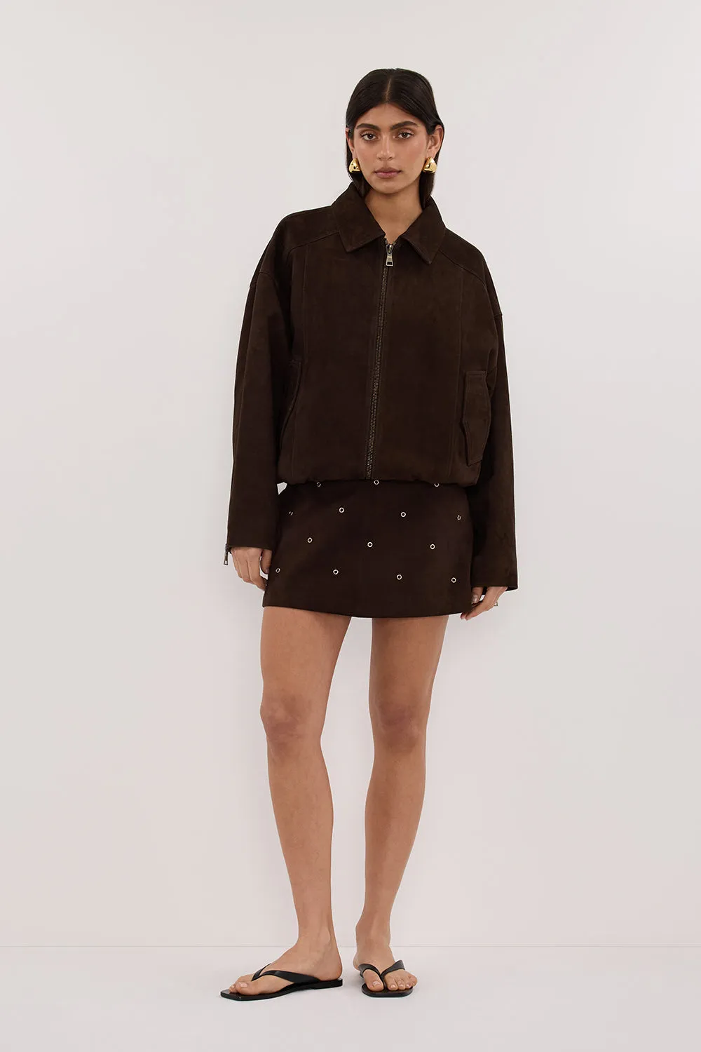 SYLVIE BITTER CHOC SUEDE MINI SKIRT sold by Dissh product image thumbnail 2