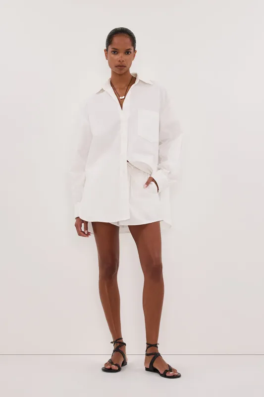 RHEA WHITE COTTON DRAWSTRING SHORT sold by Dissh