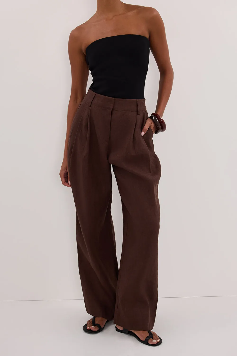 FRAN COCOA CHOC LINEN PANT sold by Dissh product image thumbnail 2