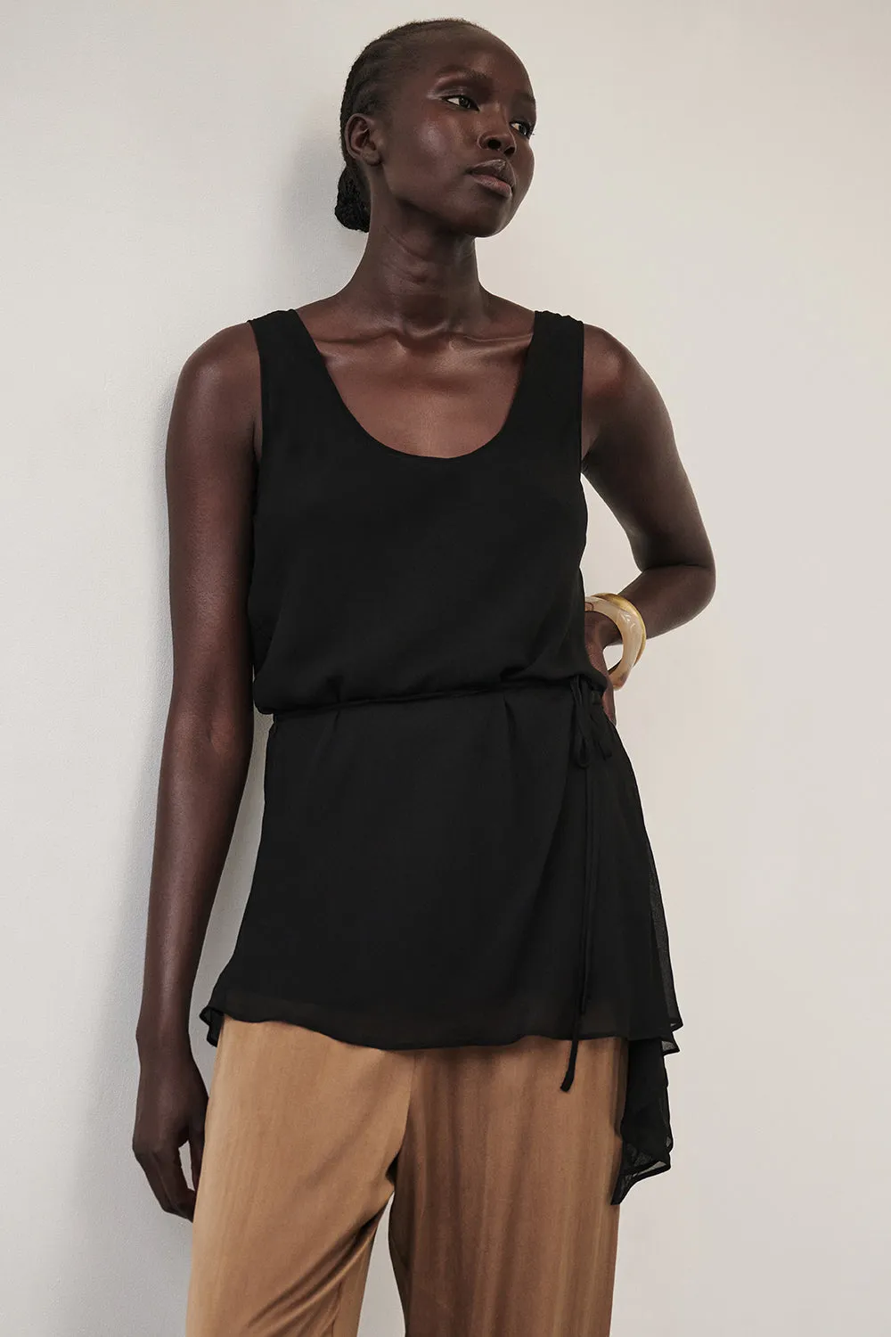 RUDI BLACK SLEEVELESS CAMI TOP sold by Dissh