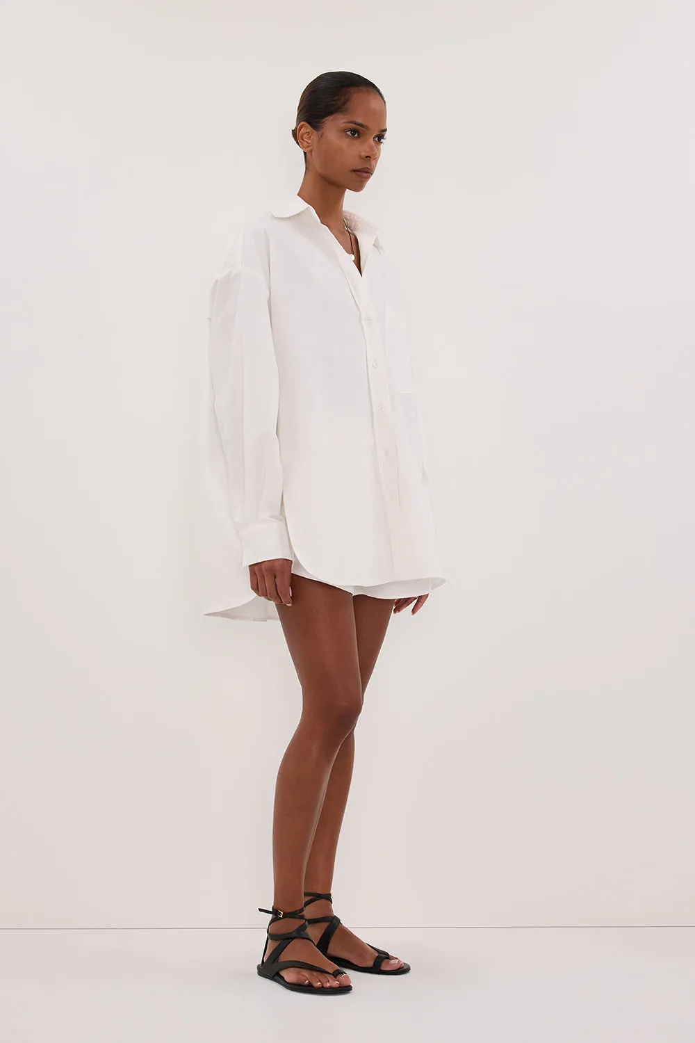 RHEA 2.0 WHITE OVERSIZED COTTON SHIRT sold by Dissh product image thumbnail 3