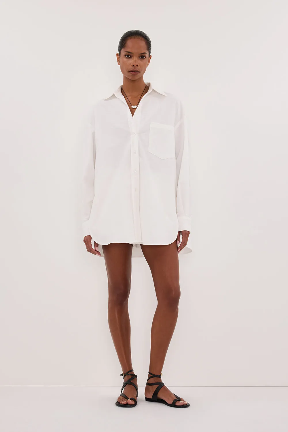 RHEA 2.0 WHITE OVERSIZED COTTON SHIRT sold by Dissh