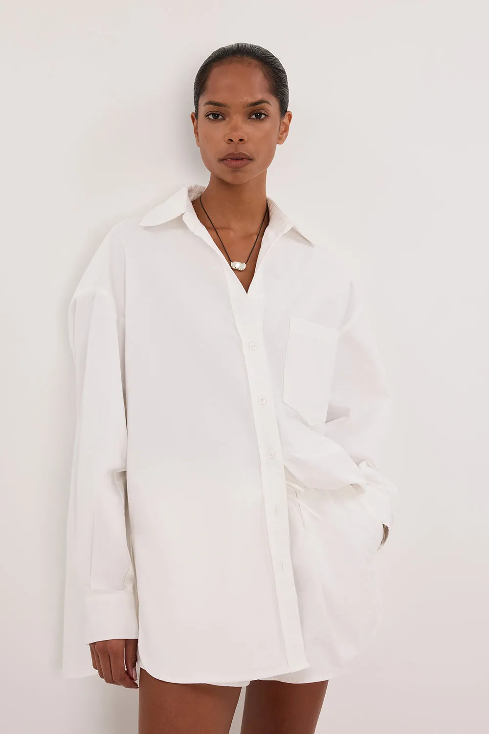 RHEA 2.0 WHITE OVERSIZED COTTON SHIRT sold by Dissh product image thumbnail 2