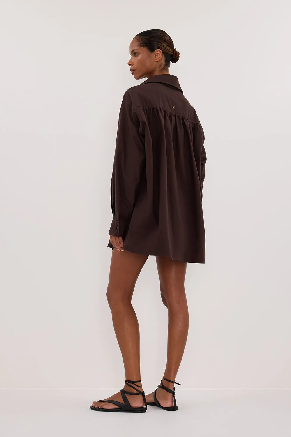 RHEA 2.0 BURNT CHOC OVERSIZED COTTON SHIRT sold by Dissh product image thumbnail 4