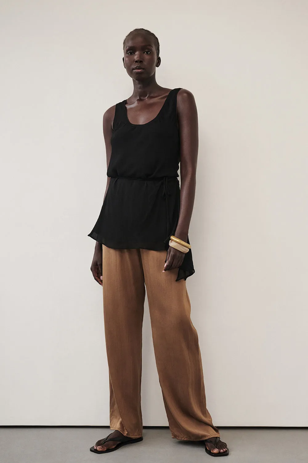 PERCY CHESTNUT SILK PANT sold by Dissh