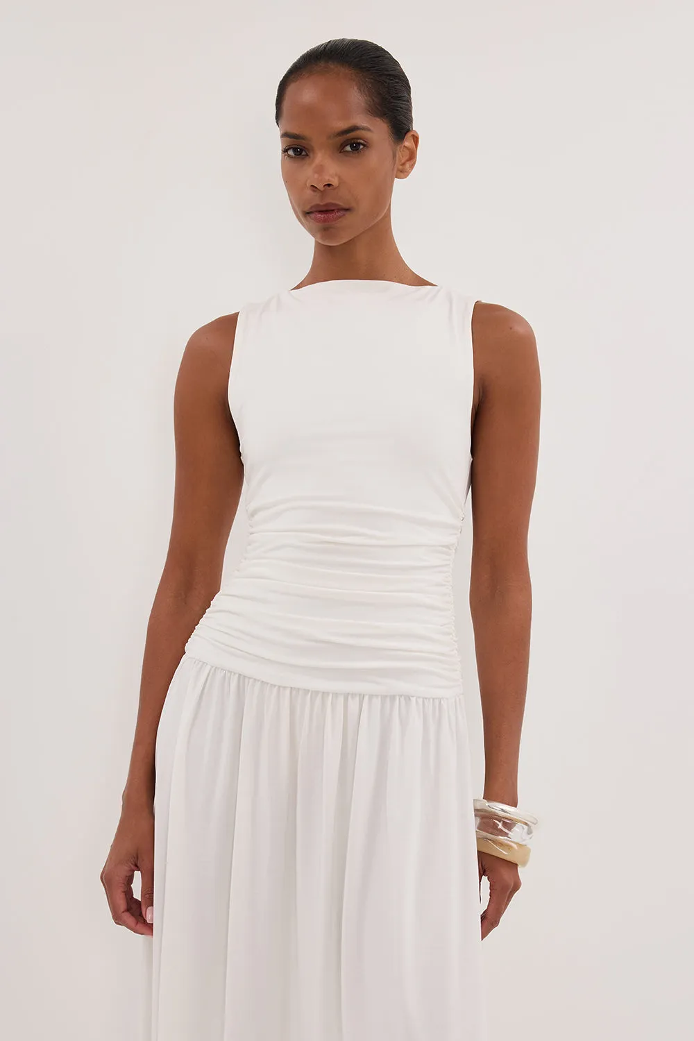 MEG OFF WHITE SLEEVELESS KNIT MIDI DRESS sold by Dissh product image thumbnail 2