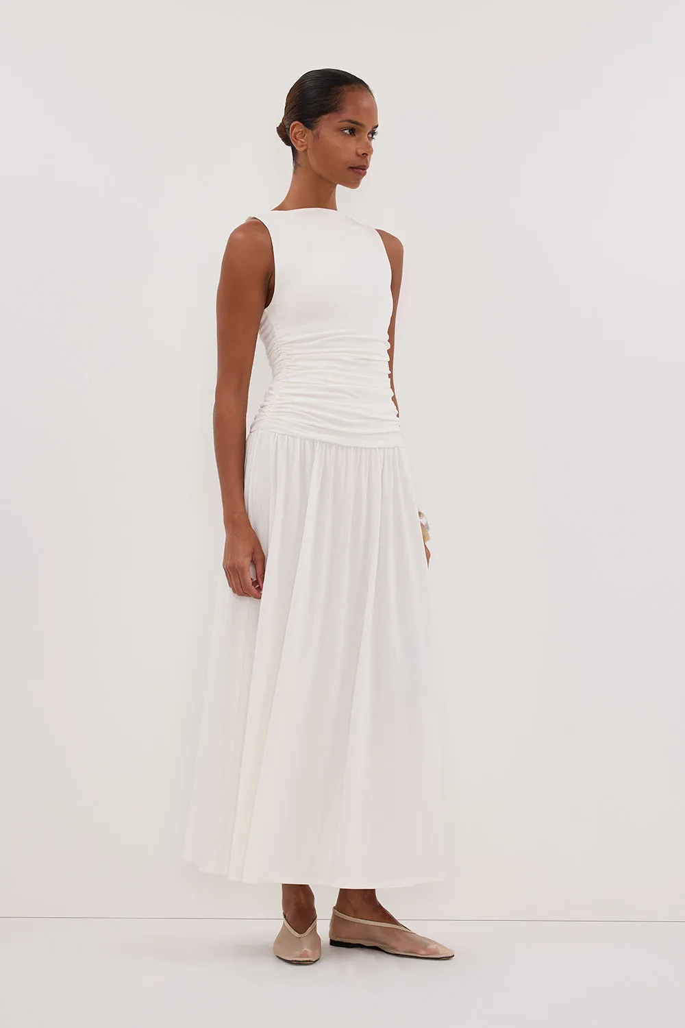 MEG OFF WHITE SLEEVELESS KNIT MIDI DRESS sold by Dissh product image thumbnail 3