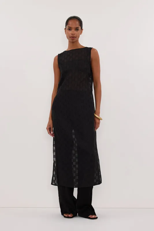 ELBA BLACK SHEER TUNIC TOP sold by Dissh