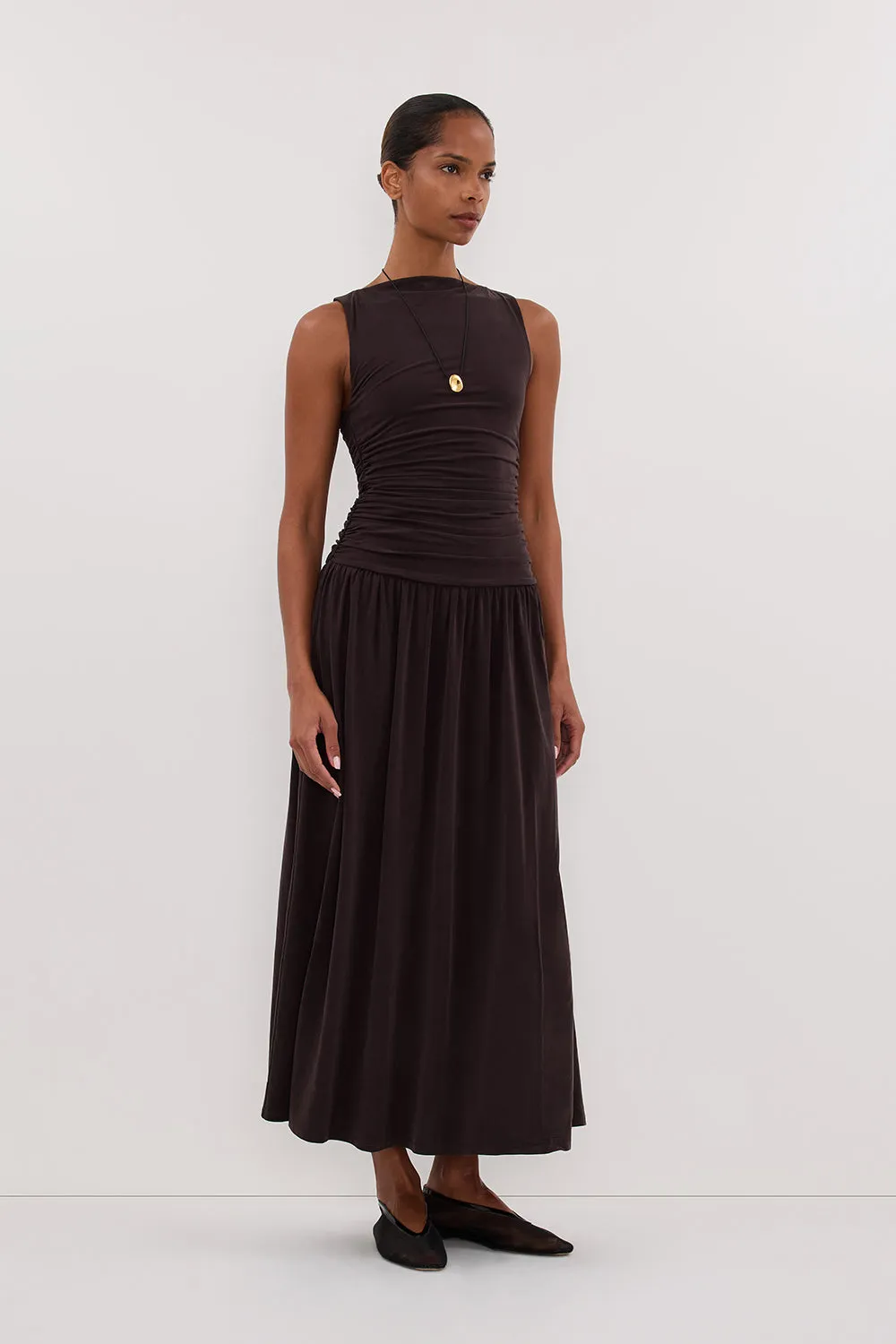 MEG BURNT CHOC SLEEVELESS KNIT MIDI DRESS sold by Dissh product image thumbnail 4