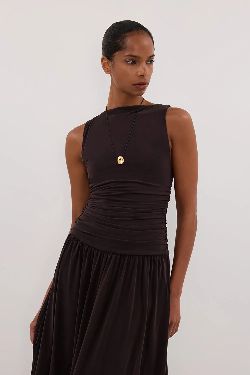 MEG BURNT CHOC SLEEVELESS KNIT MIDI DRESS sold by Dissh product image thumbnail 3