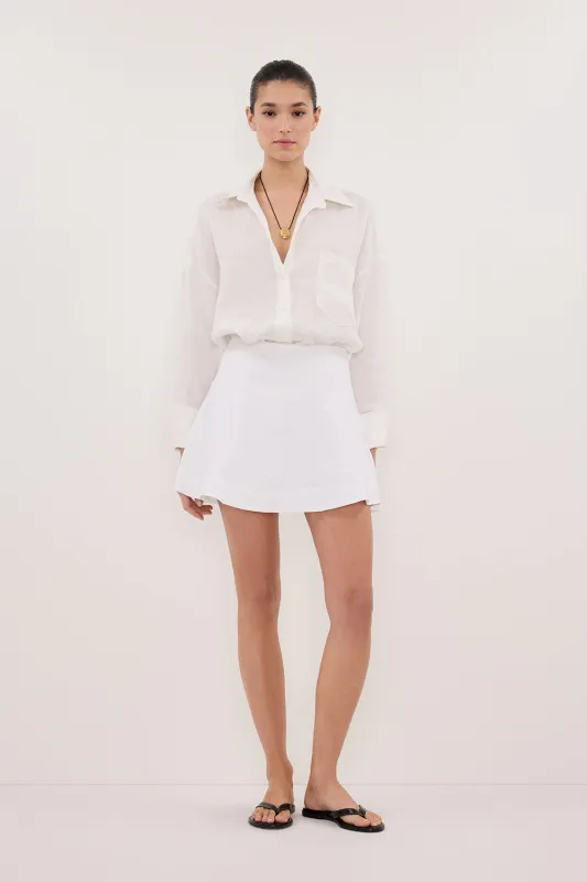 ALEA WHITE LINEN FLOUNCE MINI SKIRT sold by Dissh