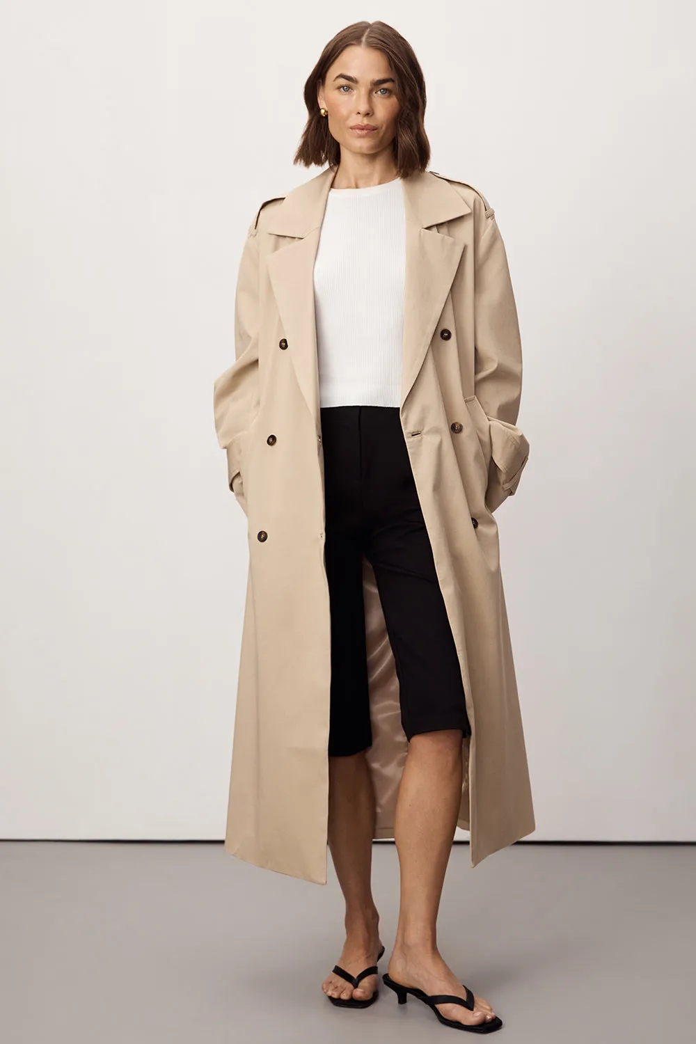GABRIEL NATURAL BELTED TRENCH COAT sold by Dissh