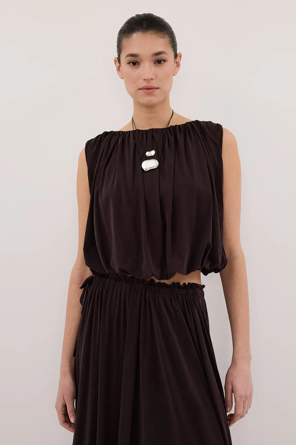 AVA BURNT CHOC SLEEVELESS MODAL BLEND TOP sold by Dissh product image thumbnail 3