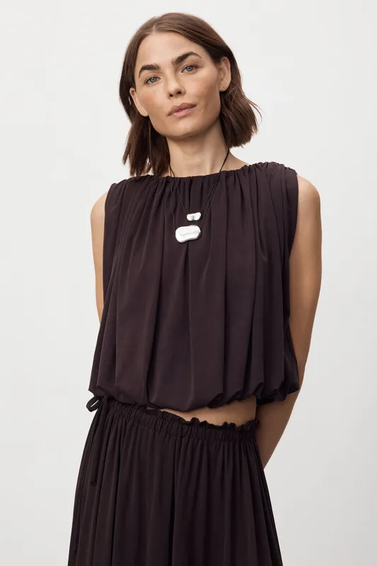 AVA BURNT CHOC SLEEVELESS MODAL BLEND TOP sold by Dissh