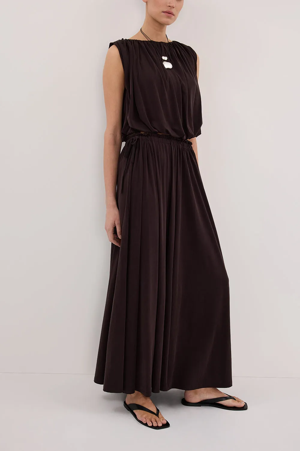 AVA BURNT CHOC MODAL BLEND MIDI SKIRT sold by Dissh product image thumbnail 3