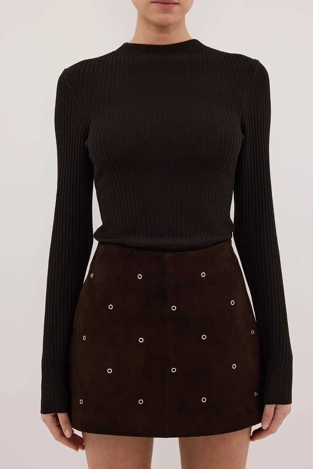 FIORA BITTER CHOC LONG SLEEVE KNIT TOP sold by Dissh product image thumbnail 5
