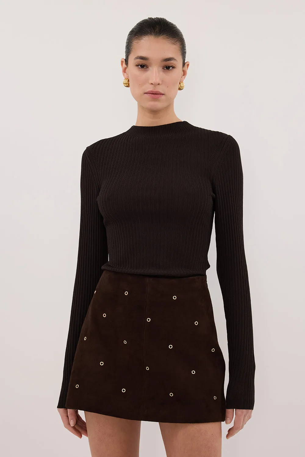 FIORA BITTER CHOC LONG SLEEVE KNIT TOP sold by Dissh product image thumbnail 2