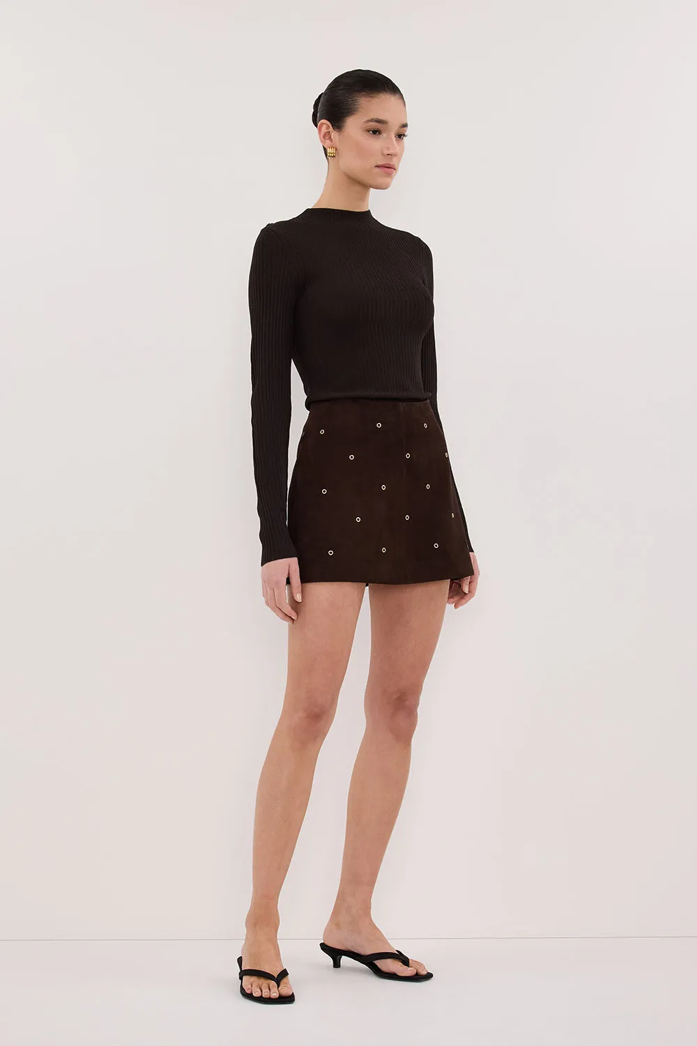 FIORA BITTER CHOC LONG SLEEVE KNIT TOP sold by Dissh product image thumbnail 3