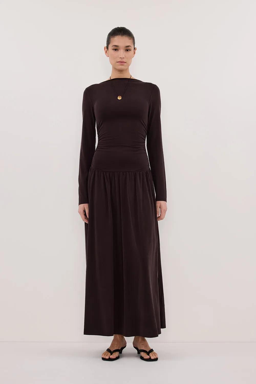 MEG BURNT CHOC LONG SLEEVE KNIT MIDI DRESS sold by Dissh product image thumbnail 2