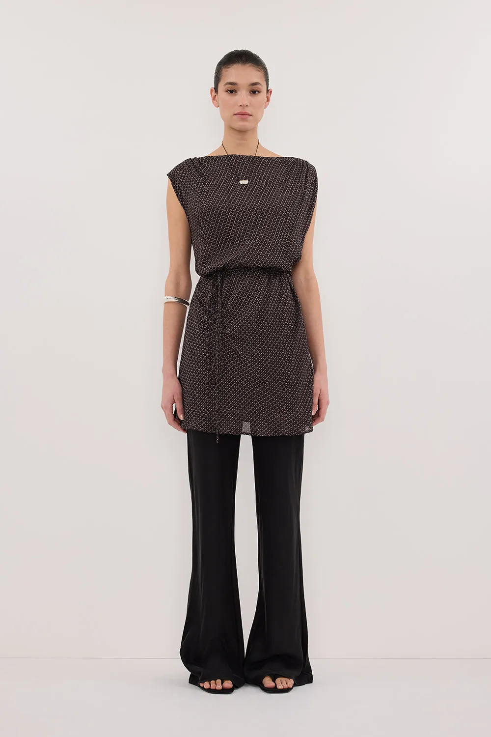 KYRA BLACK SILK BIAS PANTS sold by Dissh