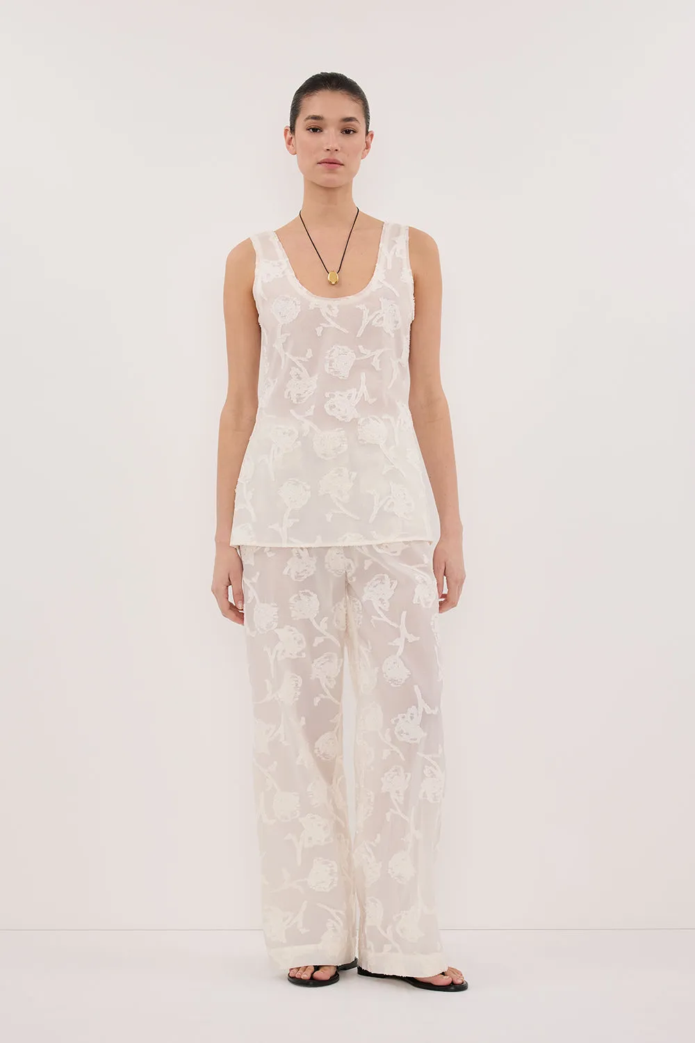 AZALEA OFF WHITE JACQUARD CAMI TOP sold by Dissh product image thumbnail 2