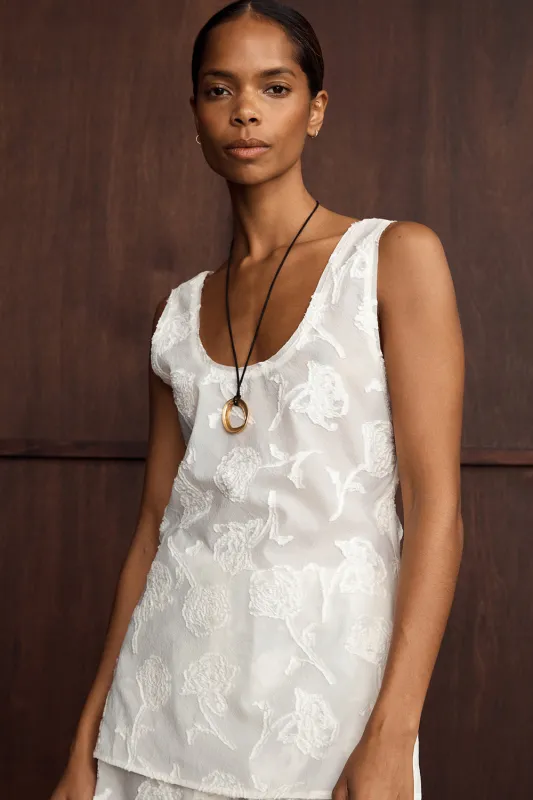 AZALEA OFF WHITE JACQUARD CAMI sold by Dissh
