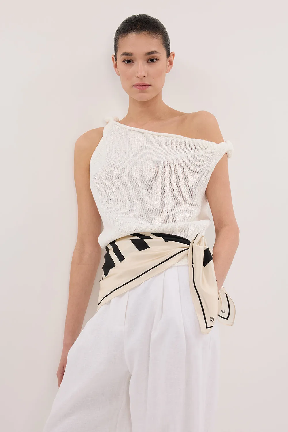 KARA OFF WHITE ASYM KNIT TOP sold by Dissh product image thumbnail 2