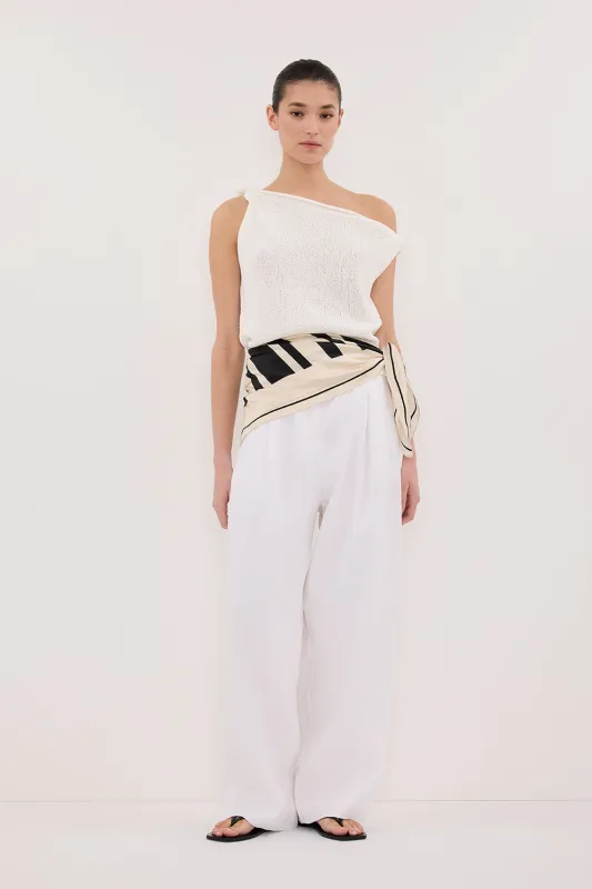 KARA OFF WHITE ASYM KNIT TOP sold by Dissh