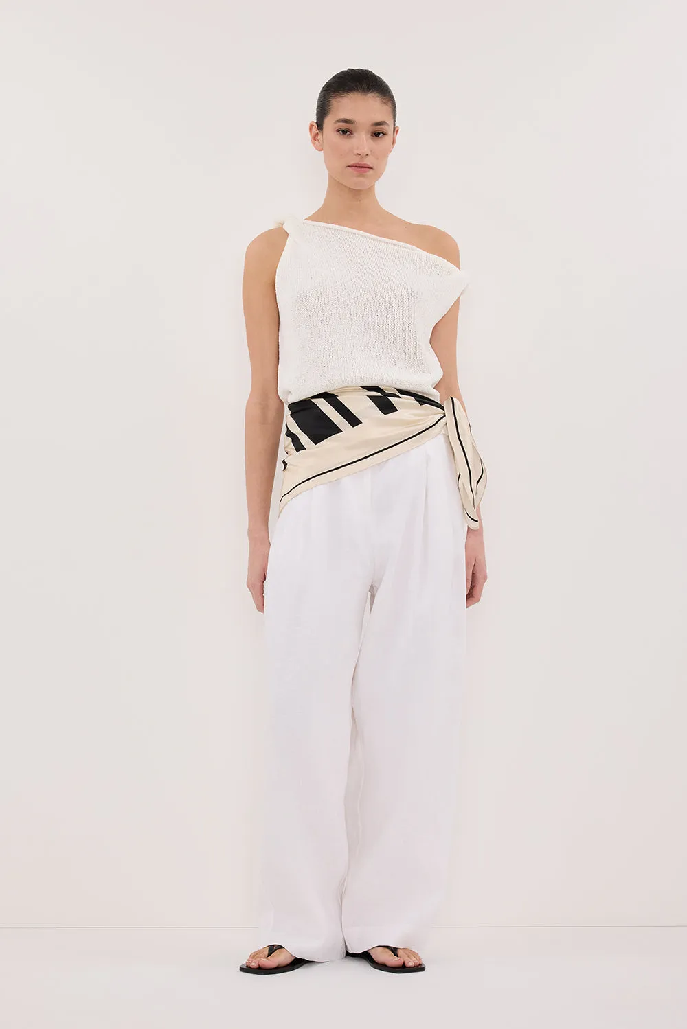 KARA OFF WHITE ASYM KNIT TOP sold by Dissh