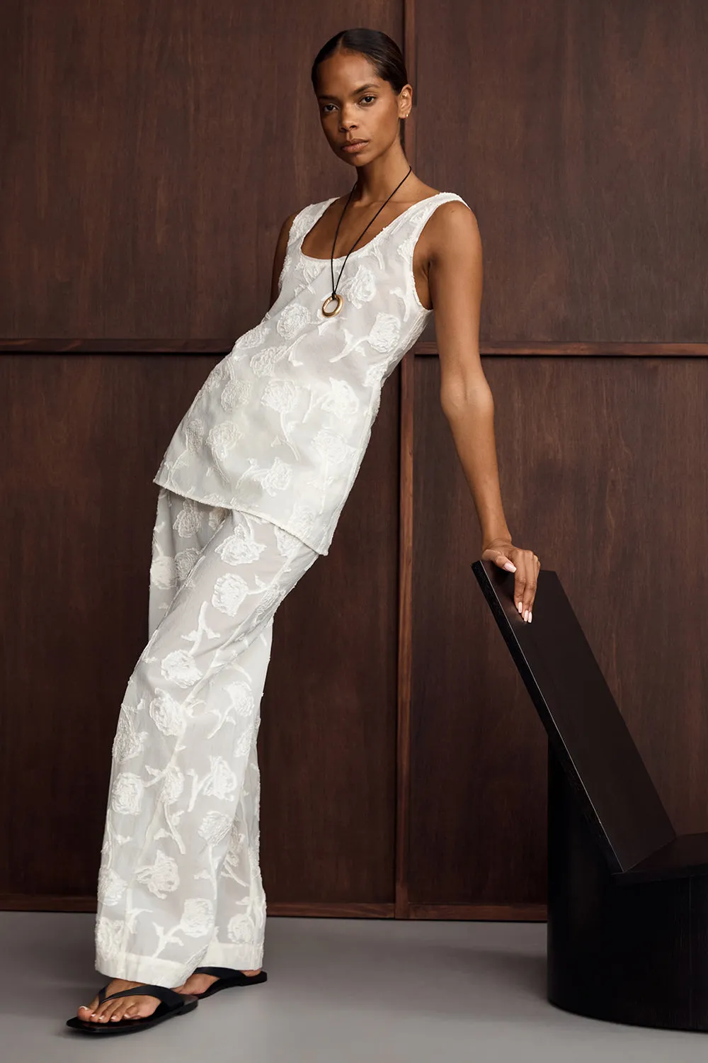 AZALEA OFF WHITE JACQUARD PANT sold by Dissh