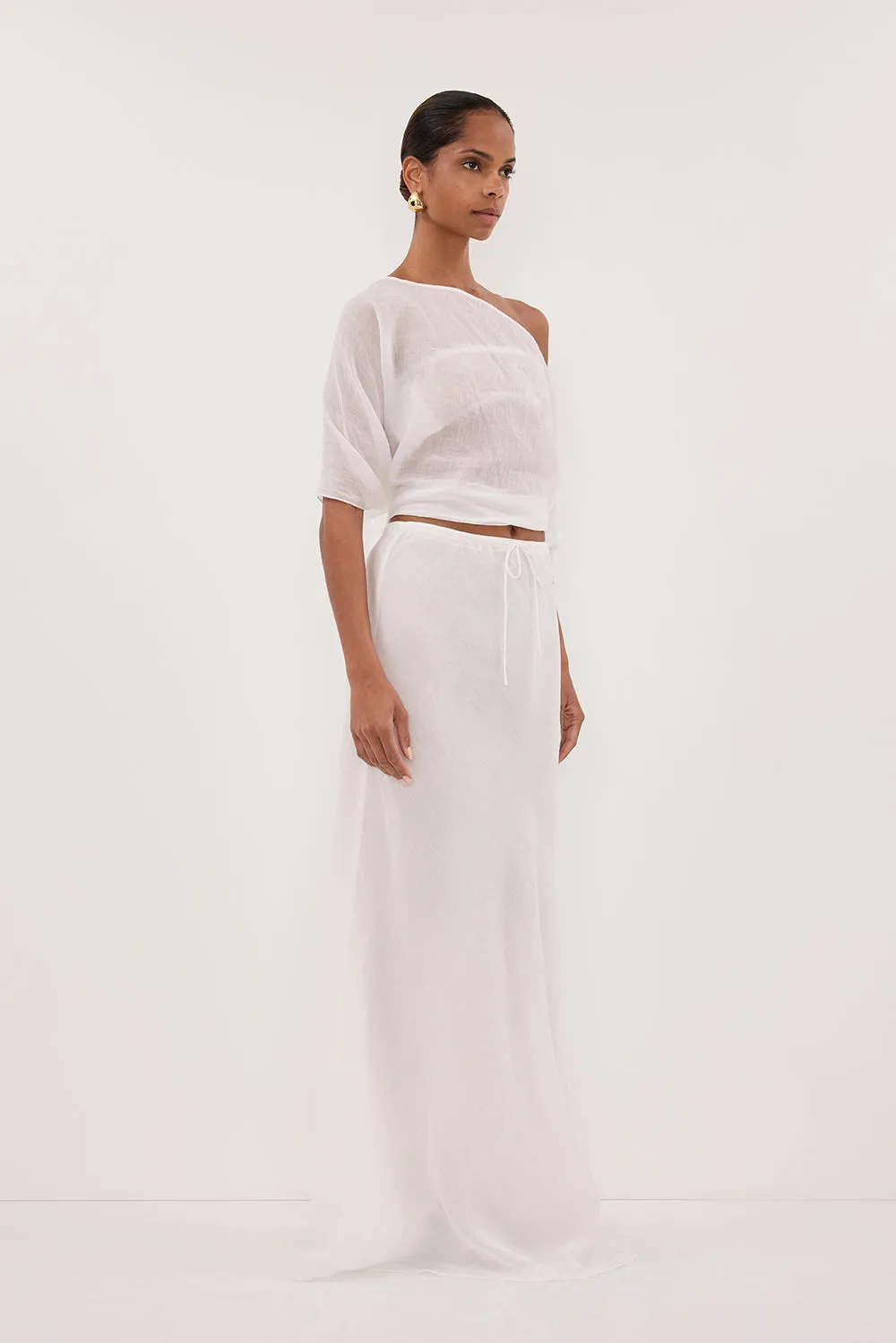MAISON WHITE RAMIE BAIS MIDI SKIRT sold by Dissh product image thumbnail 3