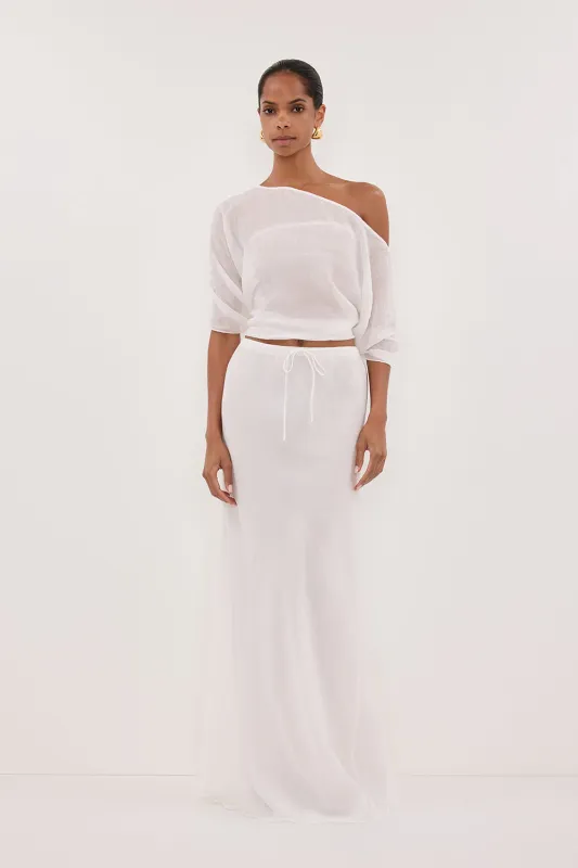 MAISON WHITE RAMIE BAIS MIDI SKIRT sold by Dissh