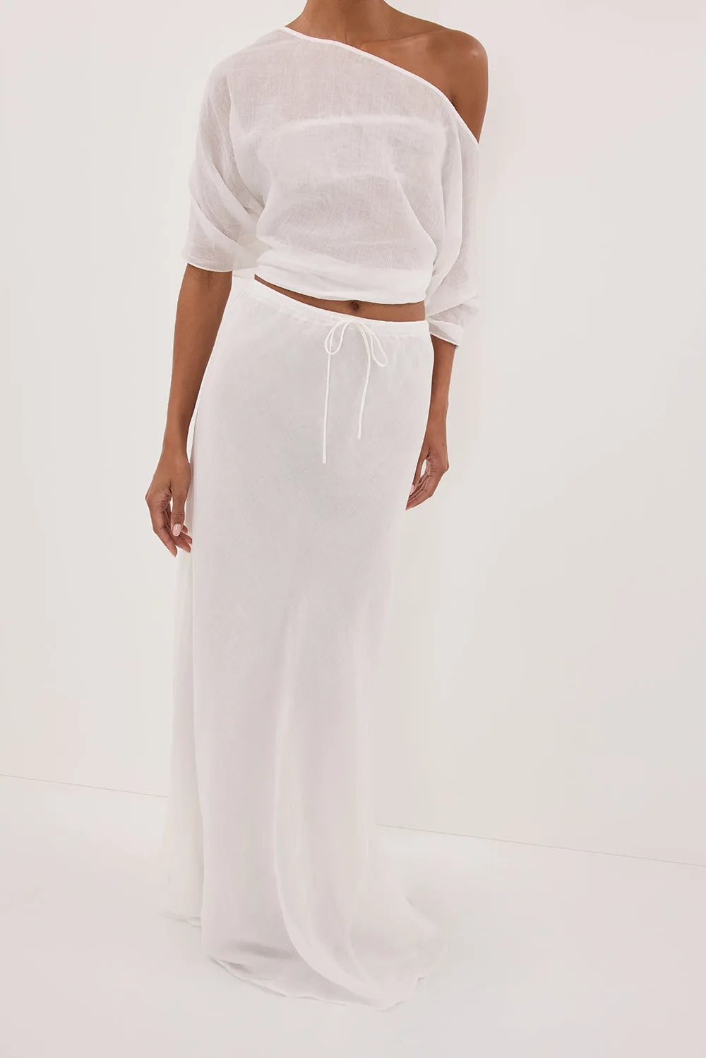MAISON WHITE RAMIE BAIS MIDI SKIRT sold by Dissh product image thumbnail 2