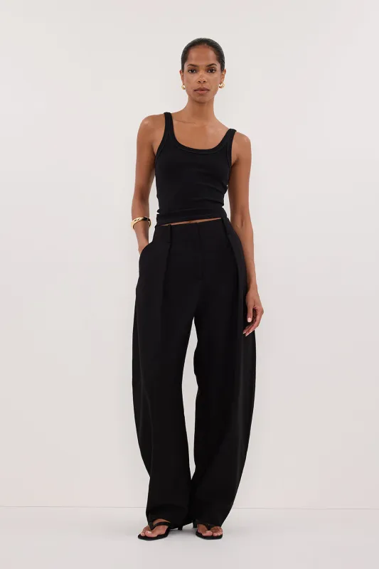 PHOEBE BLACK SLEEVELESS SCOOP NECK TANK sold by Dissh