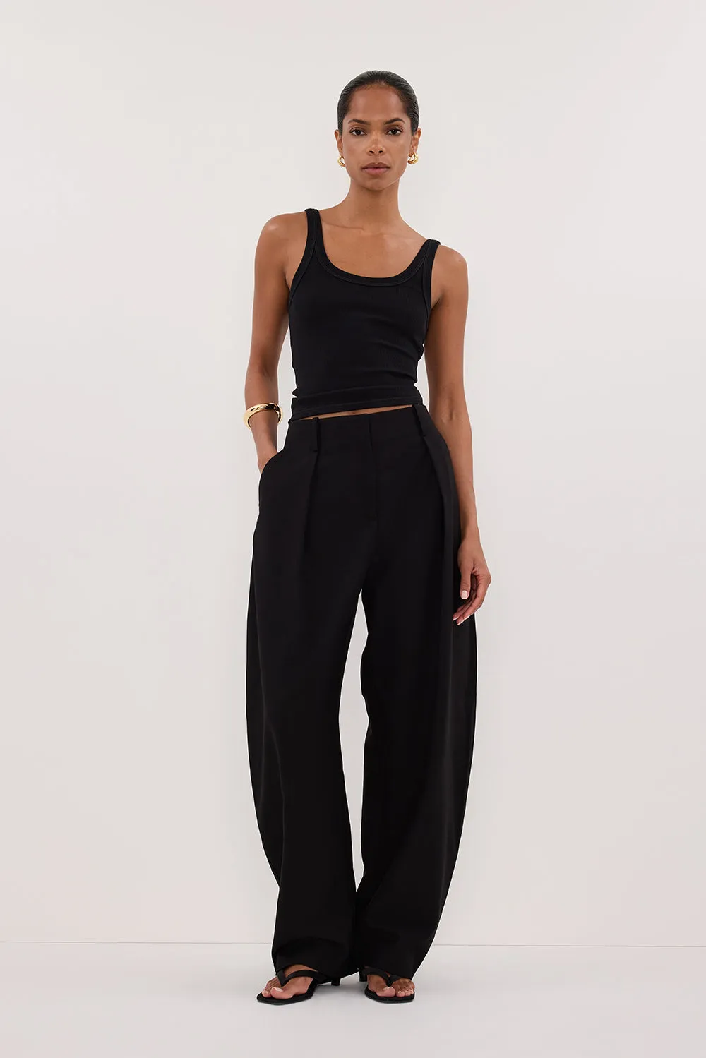 PHOEBE BLACK SCOOP NECK TANK TOP sold by Dissh