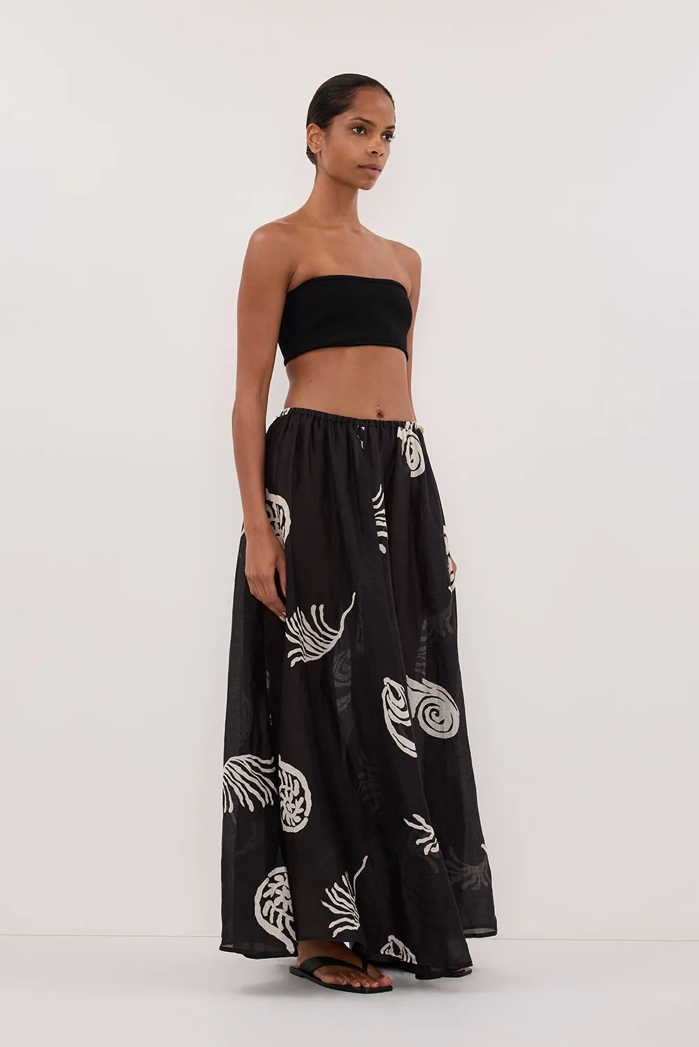 POSITANO BLACK RAMIE MIDI SKIRT sold by Dissh product image thumbnail 3