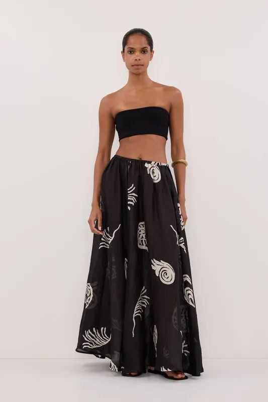 POSITANO BLACK RAMIE MIDI SKIRT sold by Dissh
