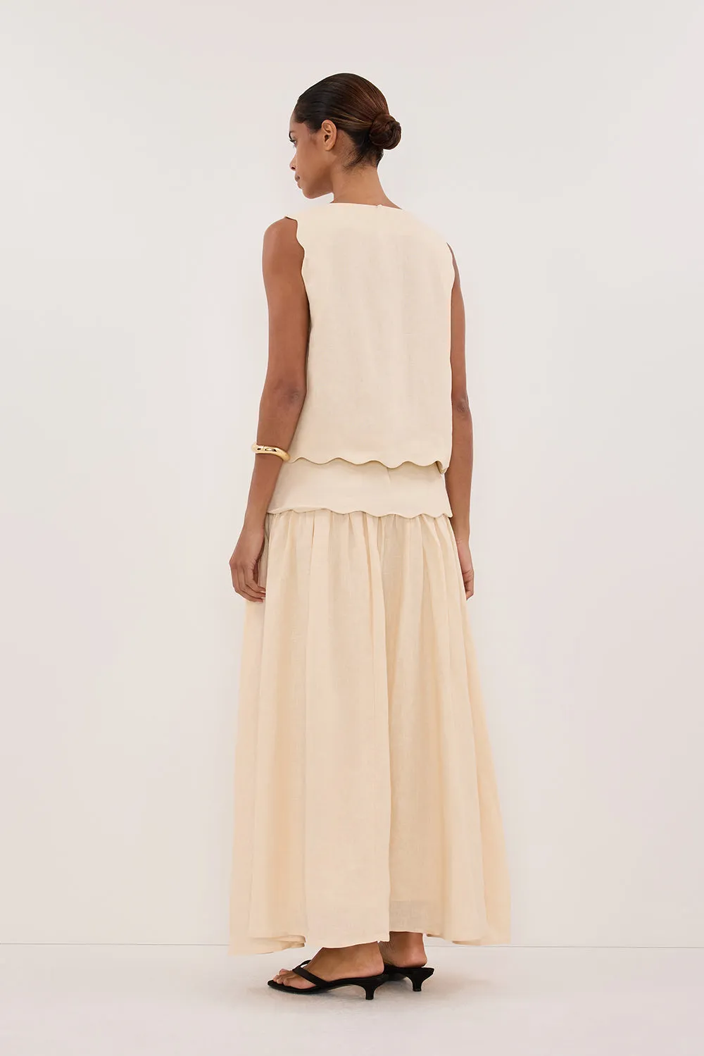 LELA SANDSTONE LINEN MIDI SKIRT sold by Dissh product image thumbnail 4