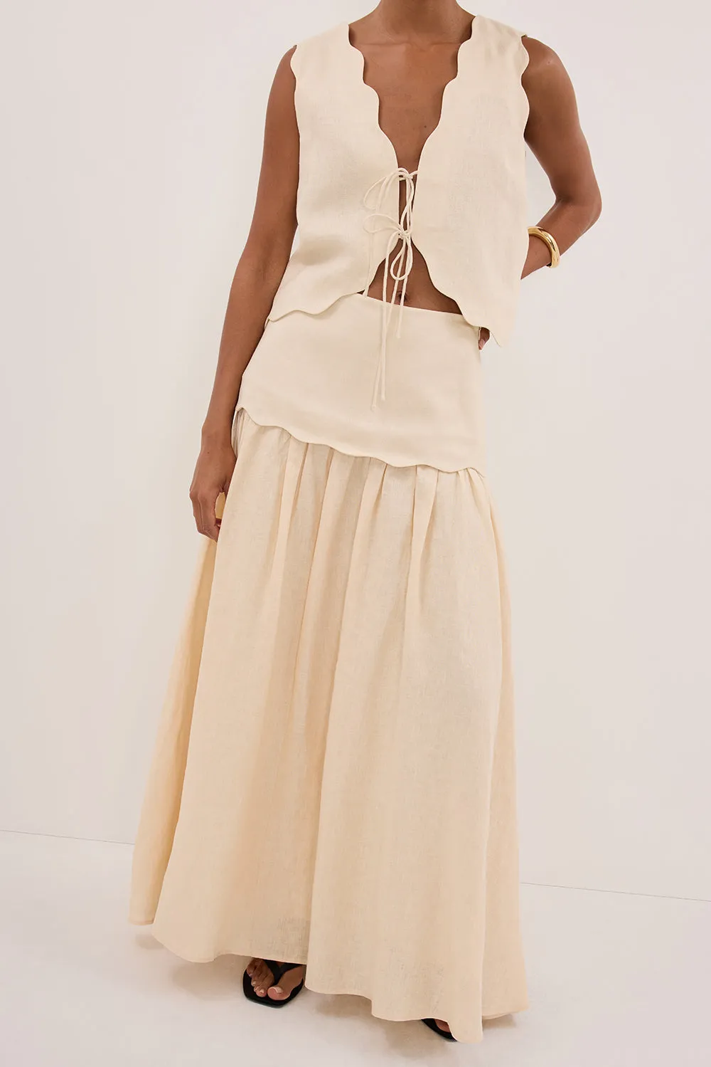 LELA SANDSTONE LINEN MIDI SKIRT sold by Dissh product image thumbnail 2