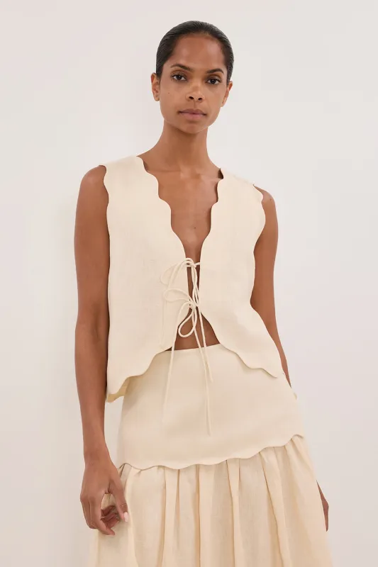 LELA SANDSTONE SLEEVELESS LINEN VEST TOP - PRE ORDER sold by Dissh