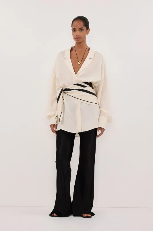 LUCILLE STRAW LONG SLEEVE CUPRO SHIRT - PRE ORDER sold by Dissh